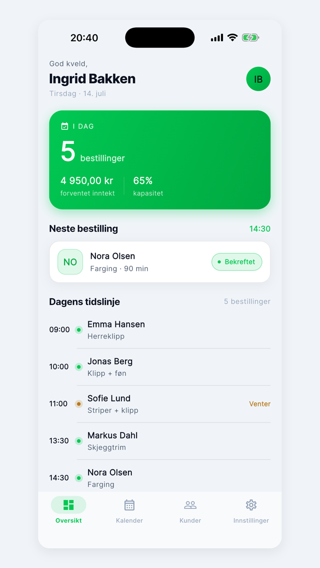 Kingpointment — booking og CRM i én app